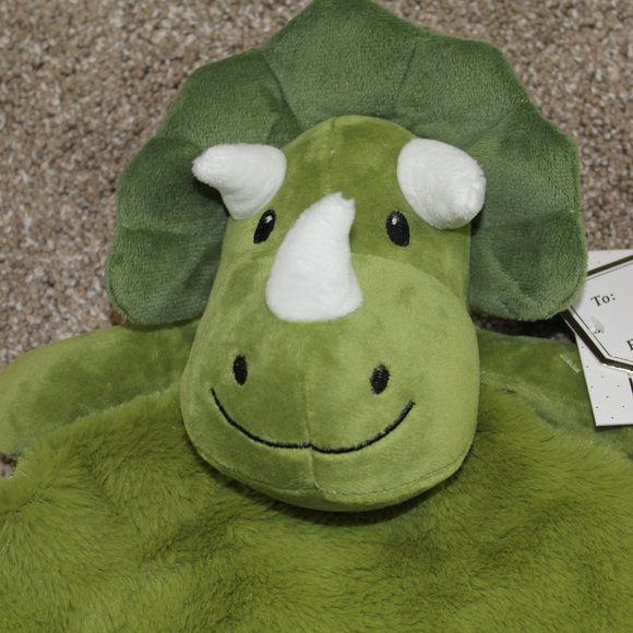 Land of Dreams Green Dinosaur Plush Lovey Security Blanket Baby Infant NWT 23" - Picture 2 of 4
